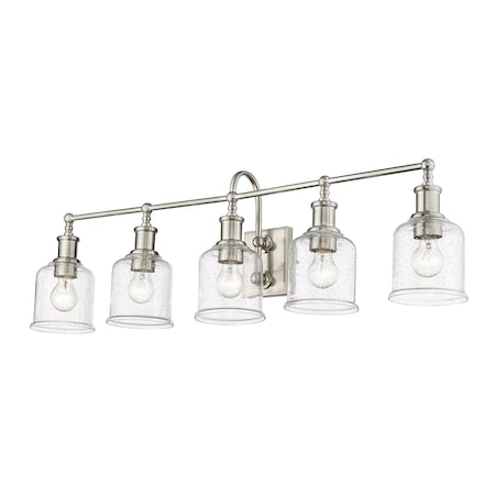 Z-Lite Bryant 5 Light Vanity, Brushed Nickel And Clear Seedy 734-5V-BN